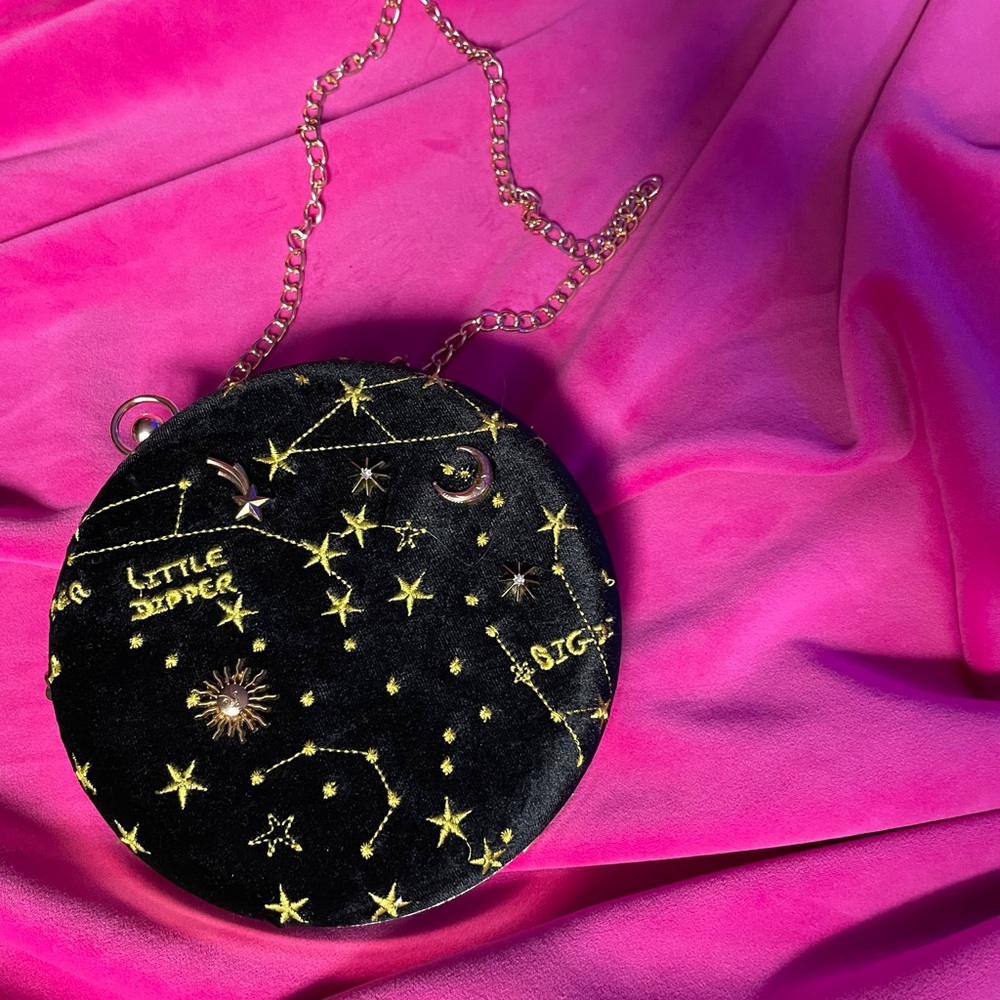 Starry constellation crossbody snap handle gold